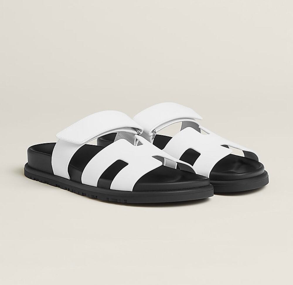 Hermès Chypre Sandals Blanc White Leather EU 38 NIB Authentic